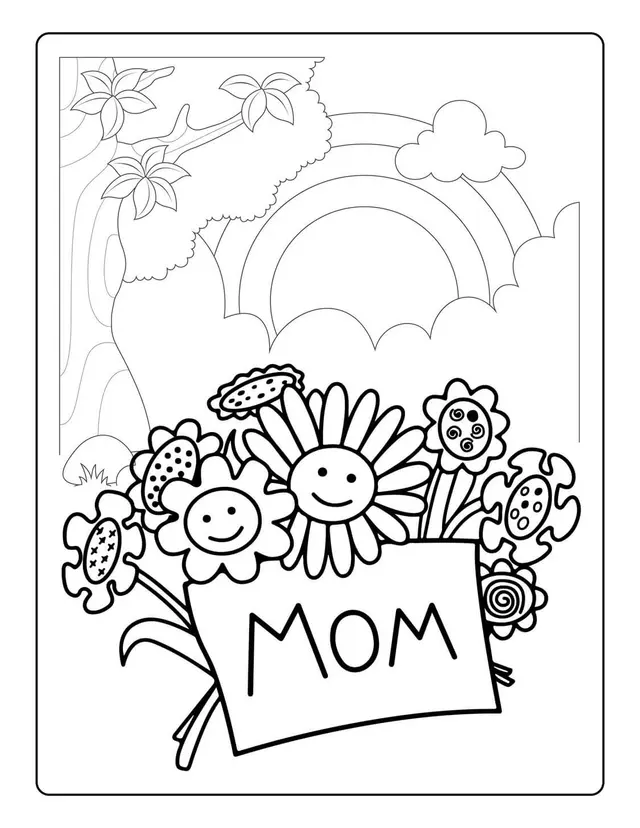 Coloriage Fleurs Mom Fête Des Mères - Fête des mères à imprimer