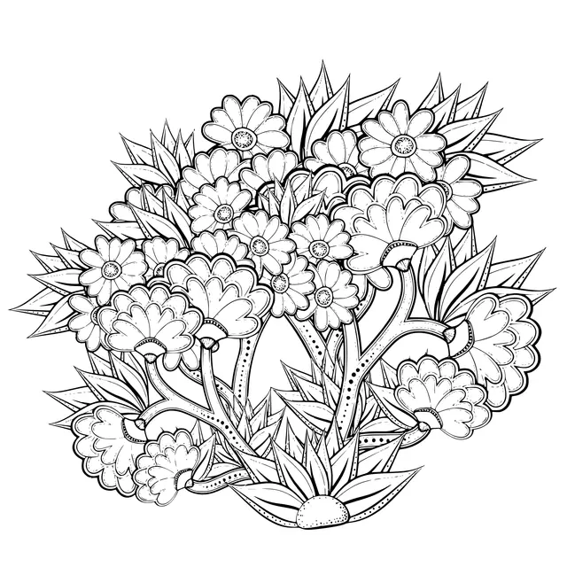 Coloriage Fleurs Nature Été Abstrait Adulte - Fleurs à imprimer