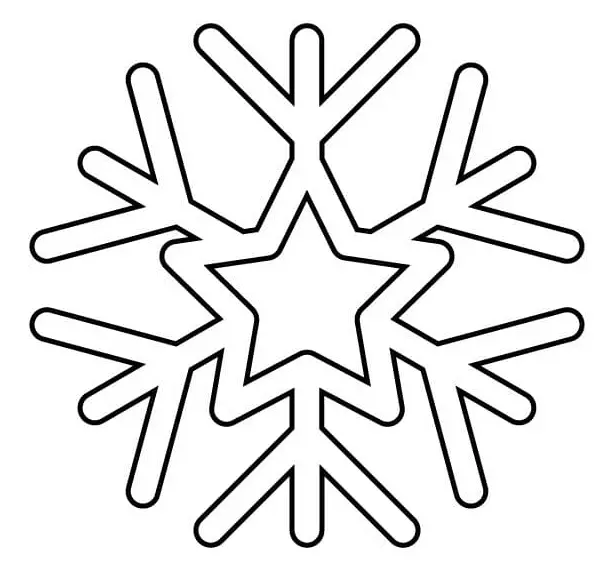 Coloriage Flocon De Neige Avec Une Étoile - Flocon de neige à imprimer