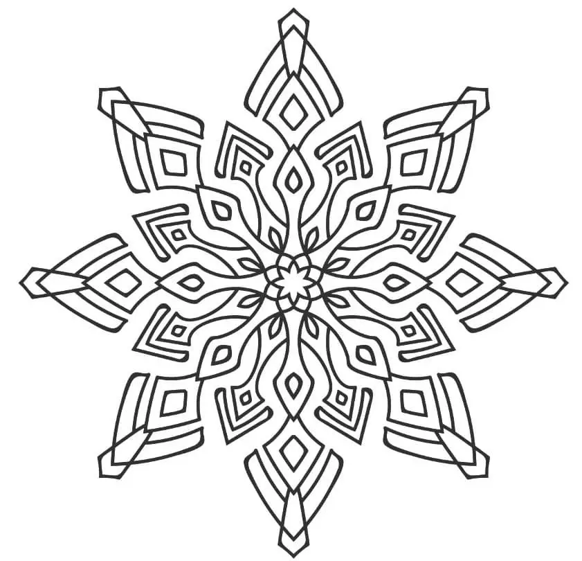 Coloriage Flocon De Neige Moderne Mandala - Flocon de neige à imprimer