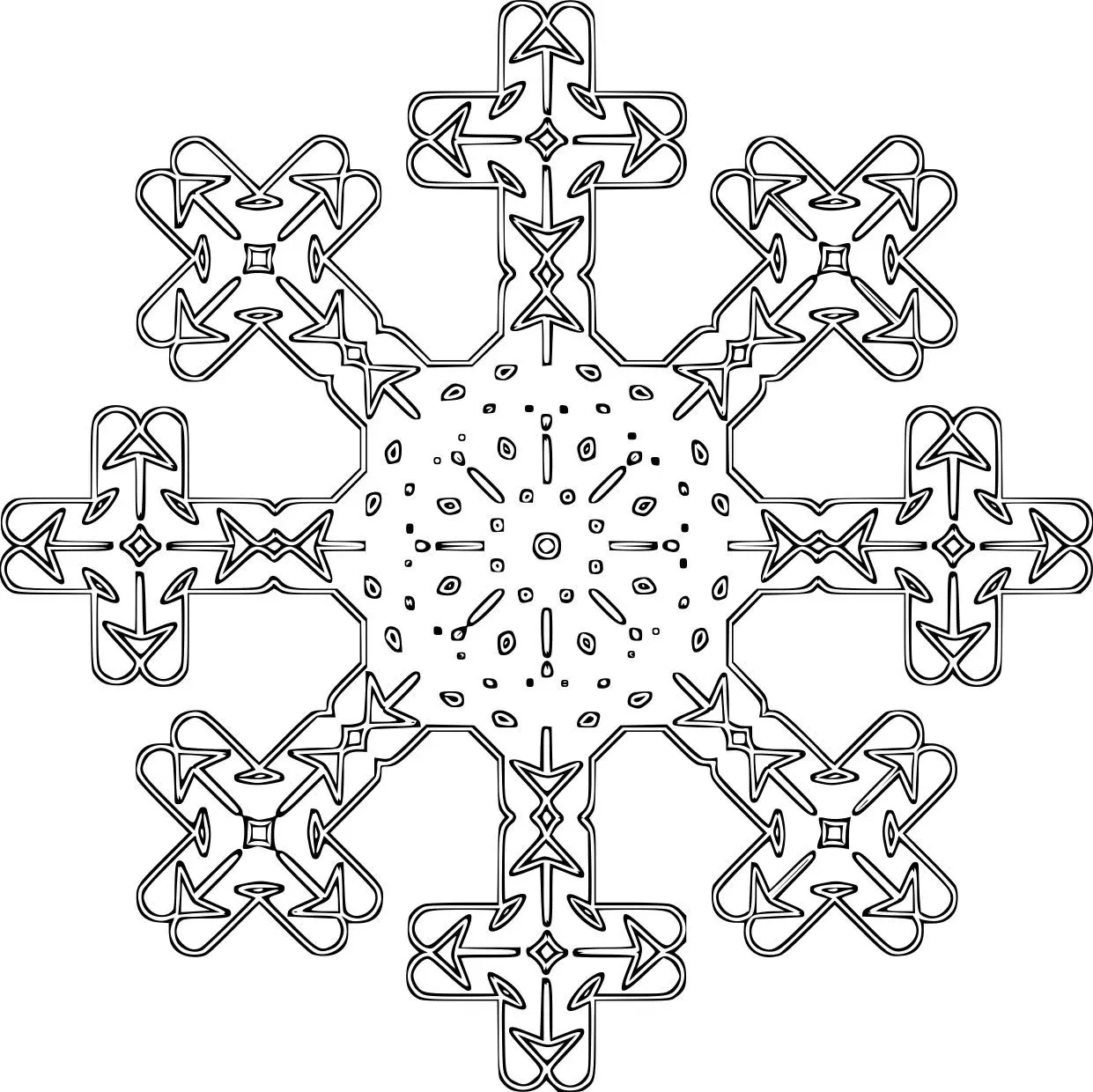Coloriage Flocon De Neige Original Croix - Flocon de neige à imprimer