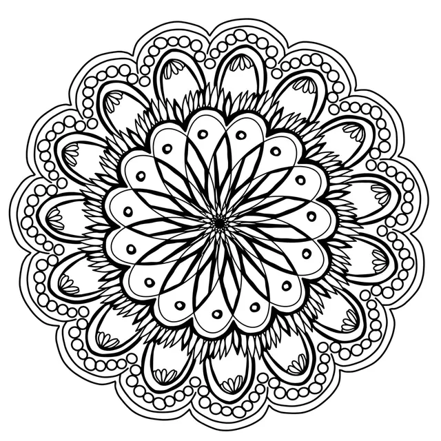 Coloriage Mandala Fleuri avec Fleurs Épanouies - Adulte à imprimer