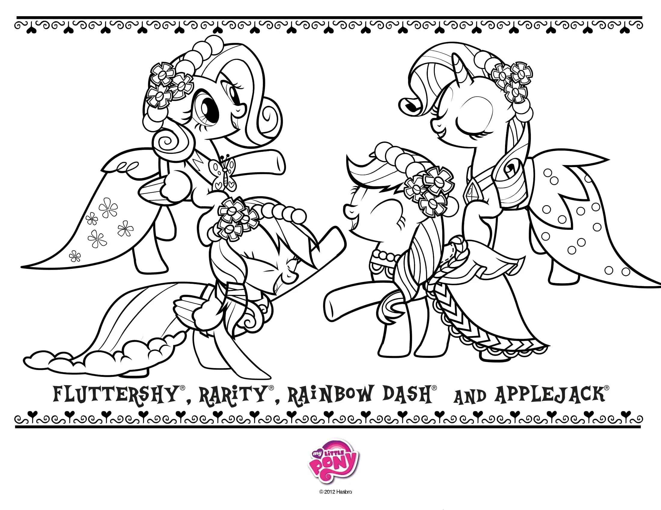 Coloriage Fluttershy Rarity Rainboy Dash Applejack - My little pony à imprimer