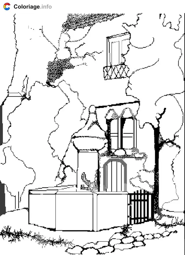 Coloriage Fontaine - Monuments à imprimer
