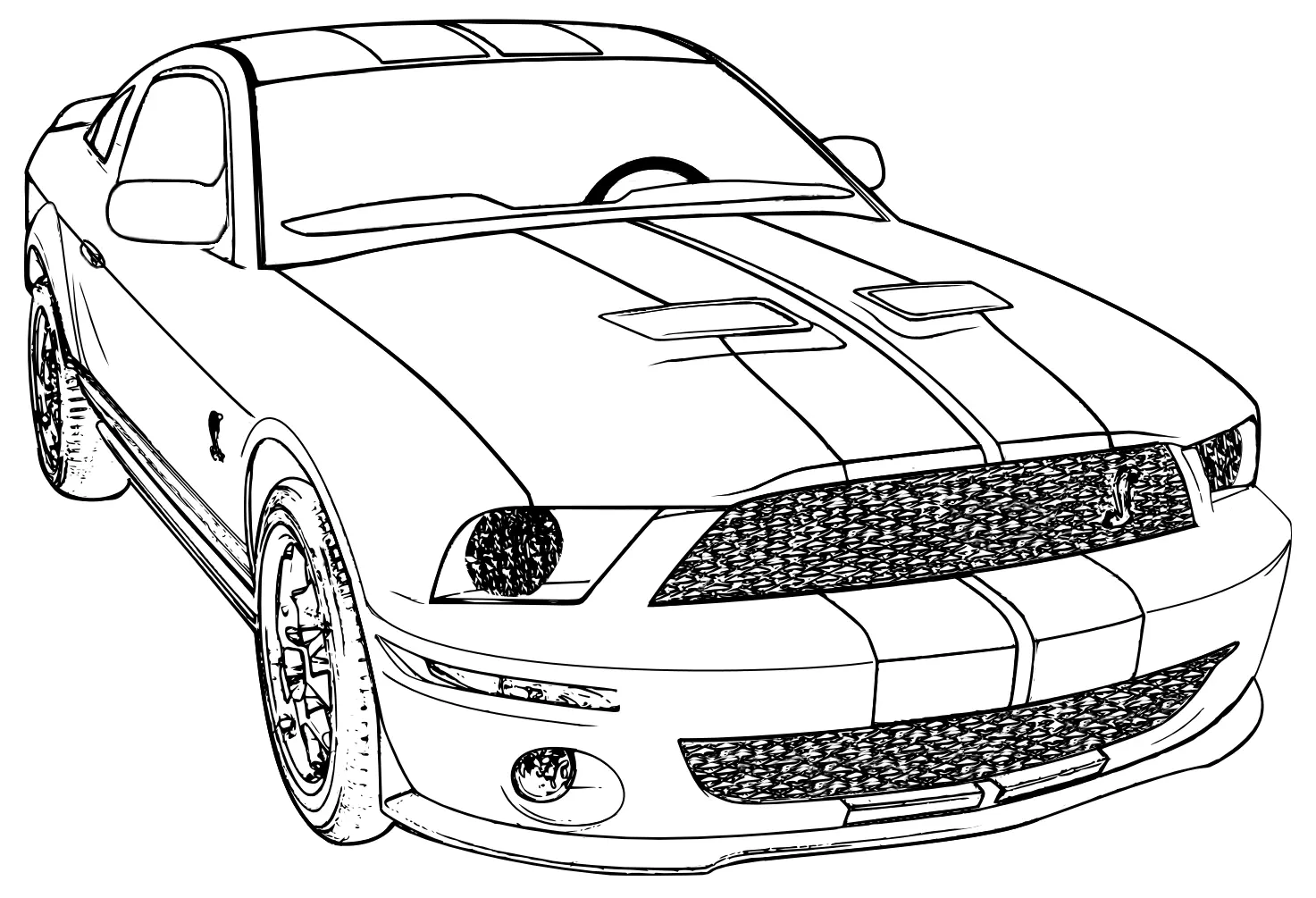 Coloriage Ford Mustang Voiture De Sport - Voiture de course à imprimer