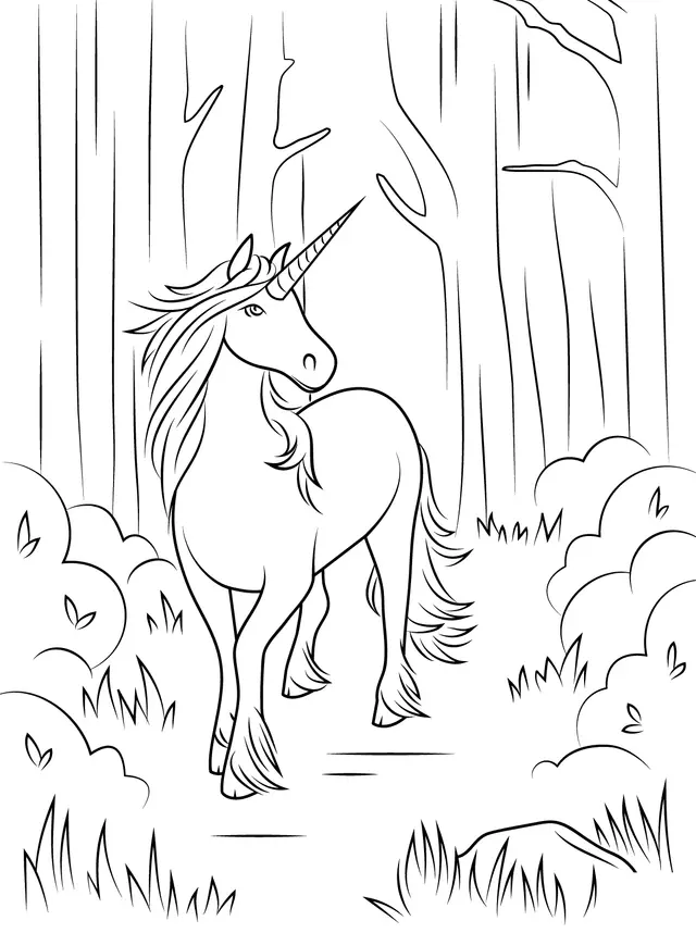 Coloriage Forest Licorne By Artsashina - Licorne à imprimer