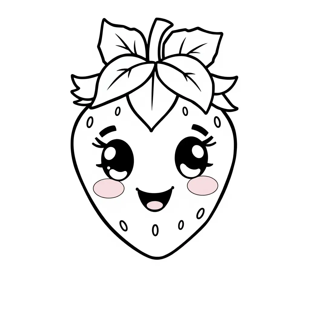 Coloriage Fraise 3 Fruit Kawaii - Kawaii fruits à imprimer