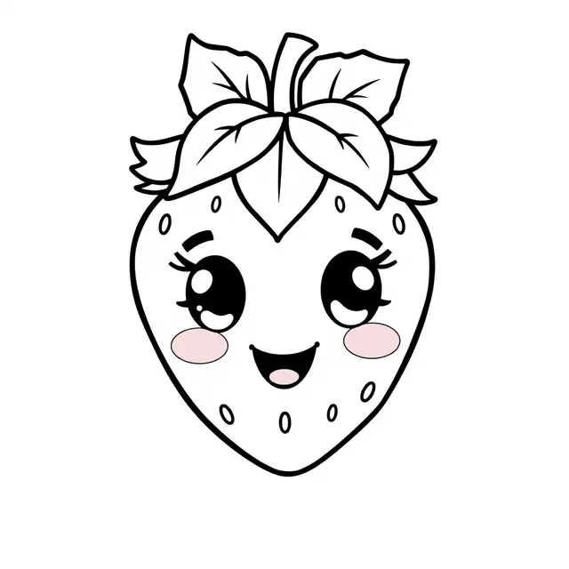 Kawaii Strawberry #3 coloring page to print