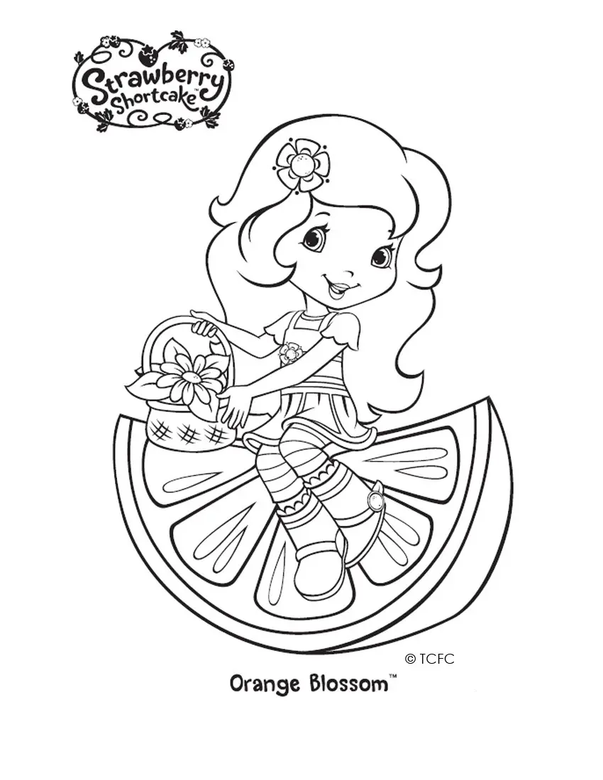 Coloriage Fraisinette Assise Sur Une Orange - Charlotte aux fraises fraisinette à imprimer