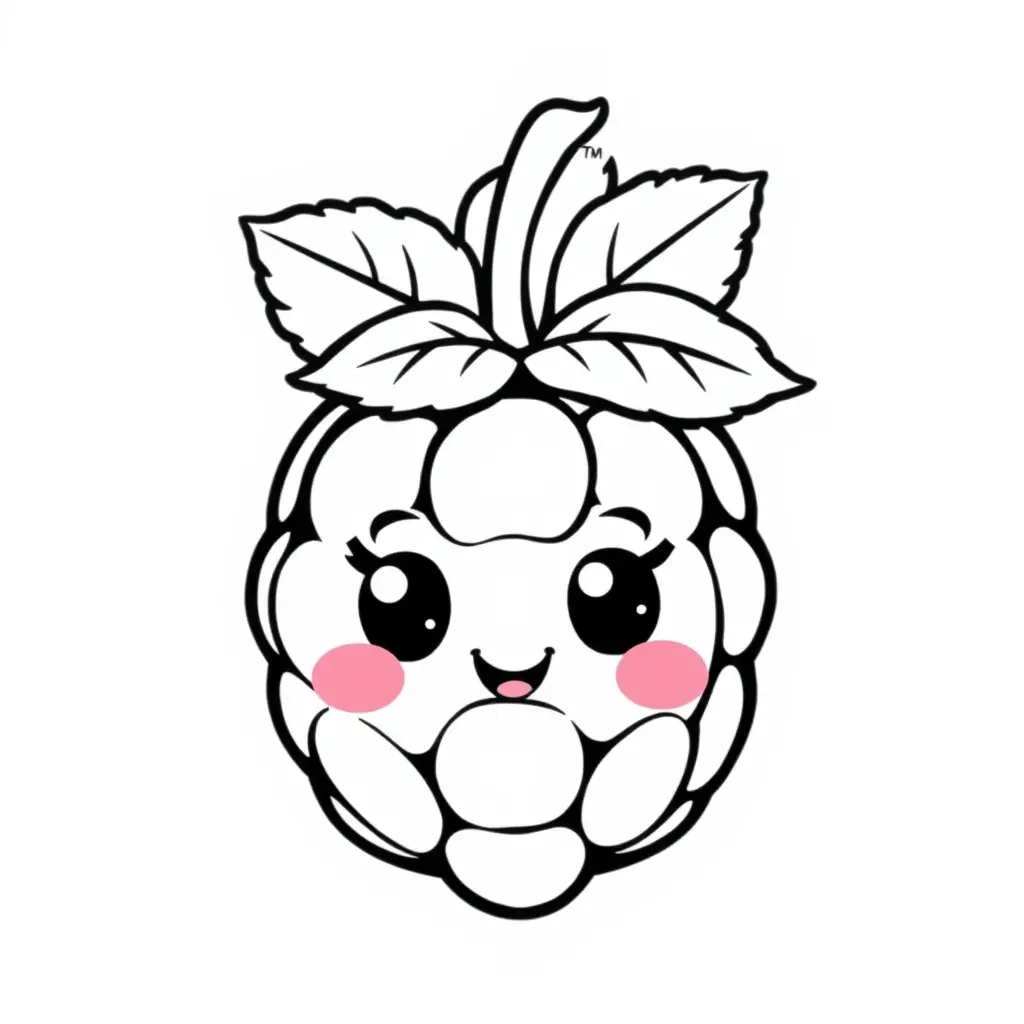 Coloriage Framboise Fruit Kawaii - Kawaii fruits à imprimer