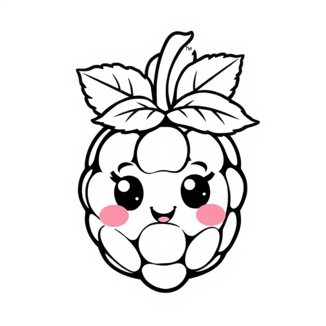 Kawaii Raspberry coloring page to print