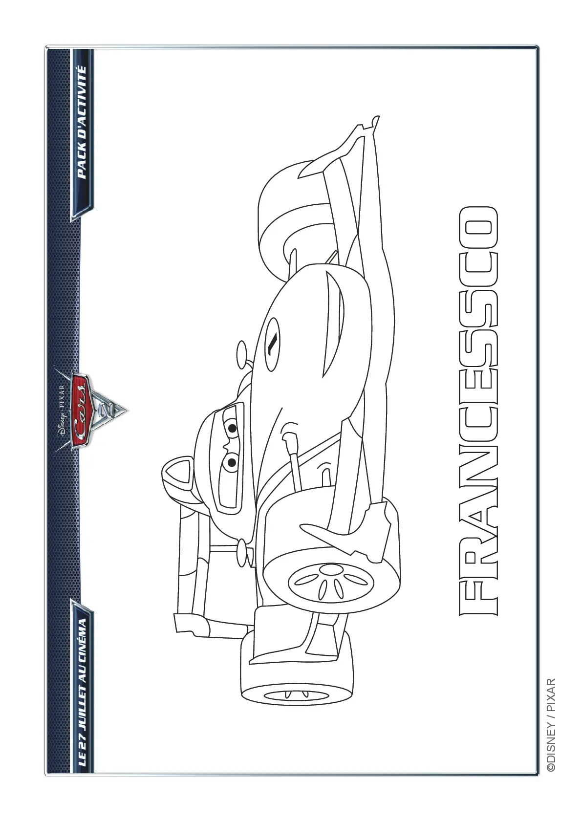 Coloriage Francesco Sur La Ligne De Depart Cars Disney - Cars à imprimer