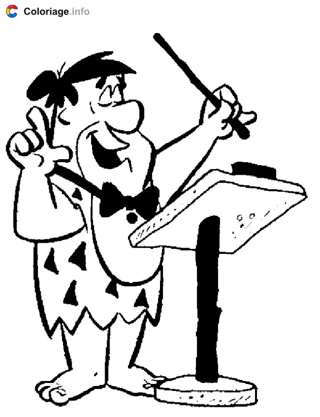 Dibujo de Pedro Picapiedra director de orquesta para colorear