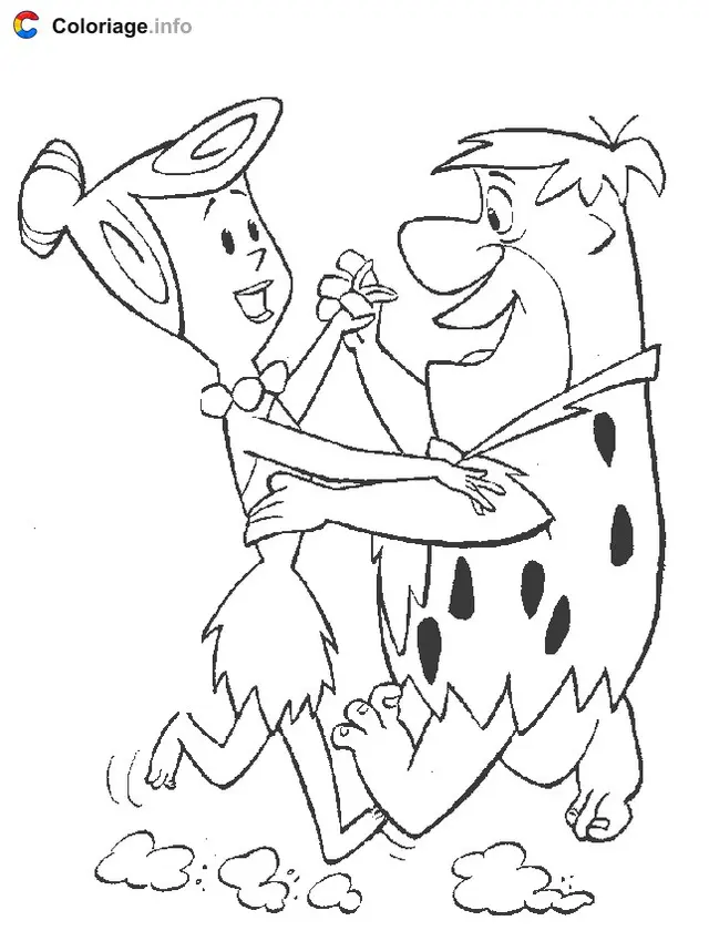 Dibujo de Fred y Vilma bailando para colorear