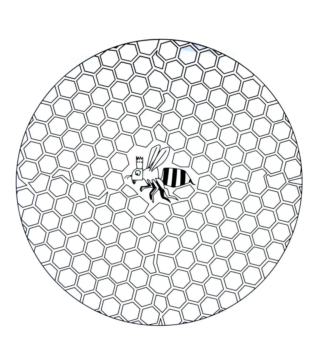 Coloriage Free Mandala To Color Bee In Hive - Mandala à imprimer
