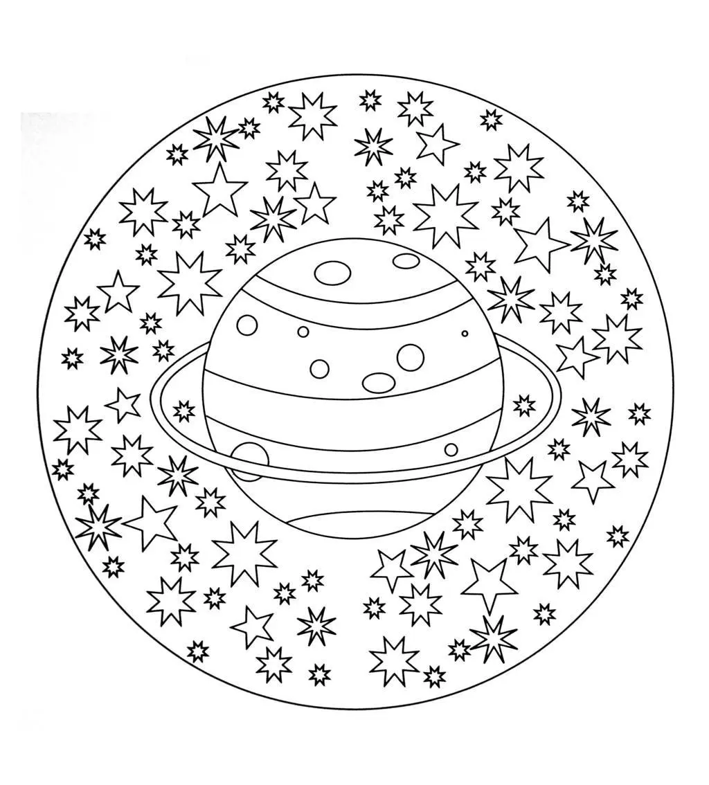 Coloriage Free Mandala To Color Planet Stars - Mandala à imprimer