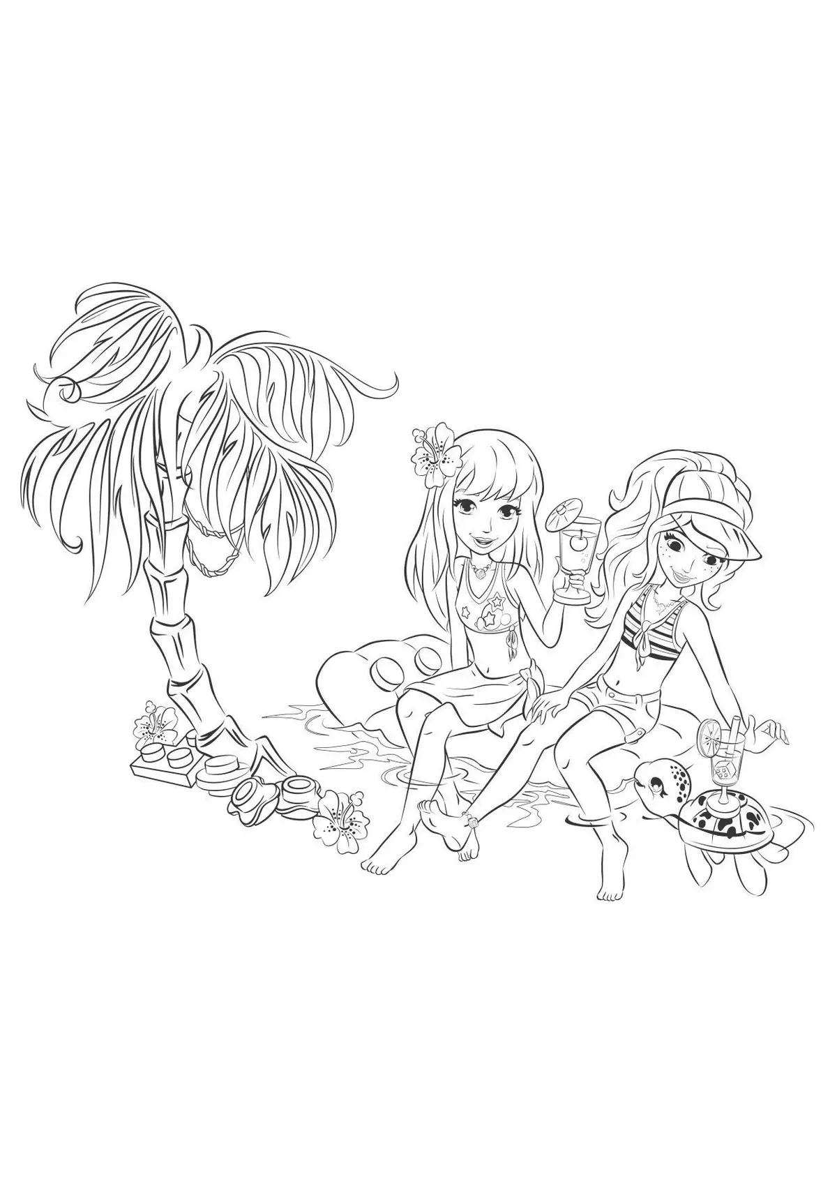 Disegno di Amici in spiaggia – Gulli da stampare