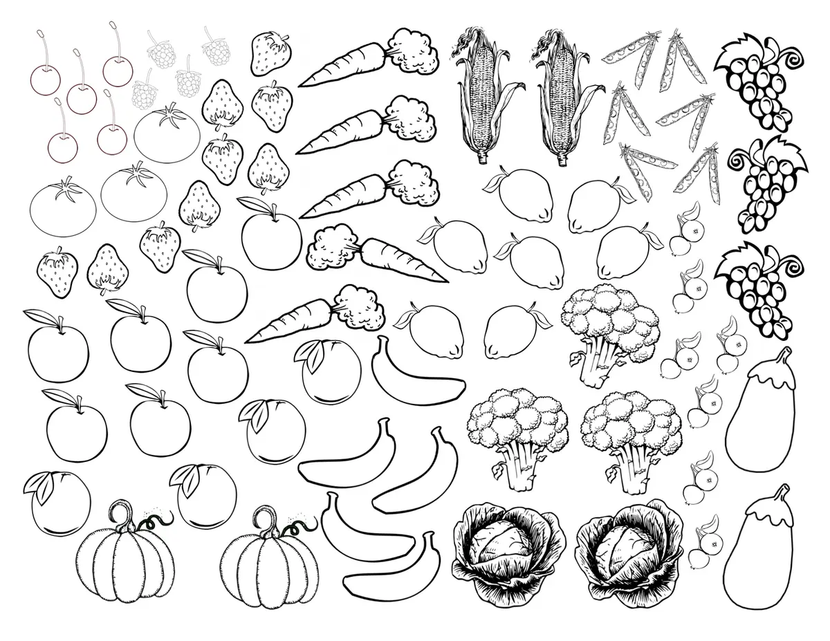 Detailed Bunch of Grapes coloring page to print