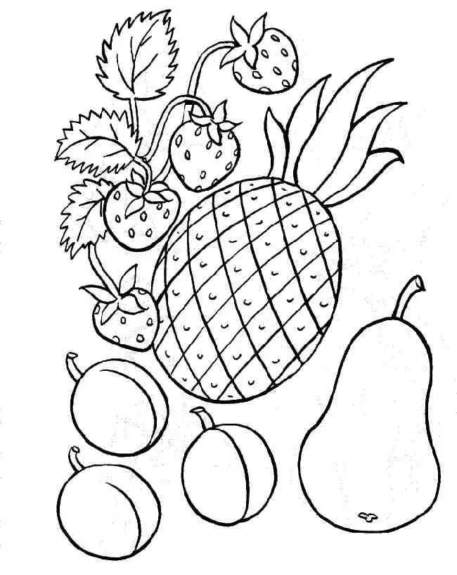 Coloriage Pomme juteuse aux feuilles détaillées - Fruits à imprimer