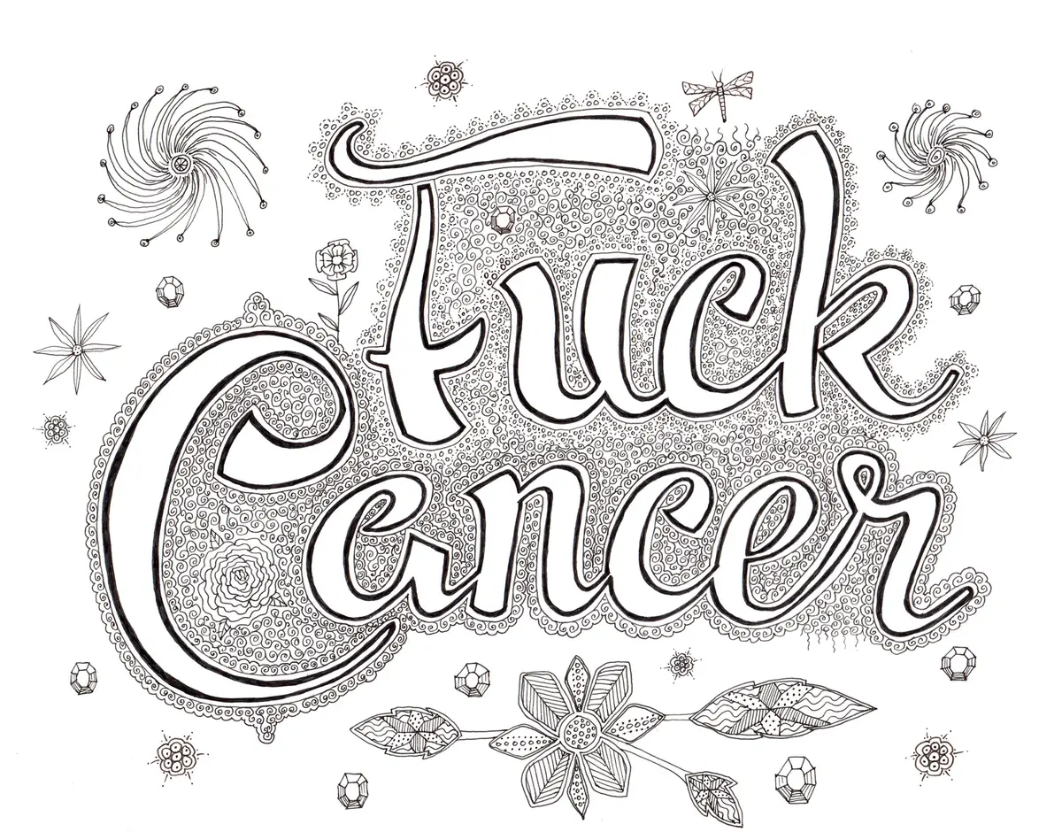 Fuck Cancer Mandala coloring page to print