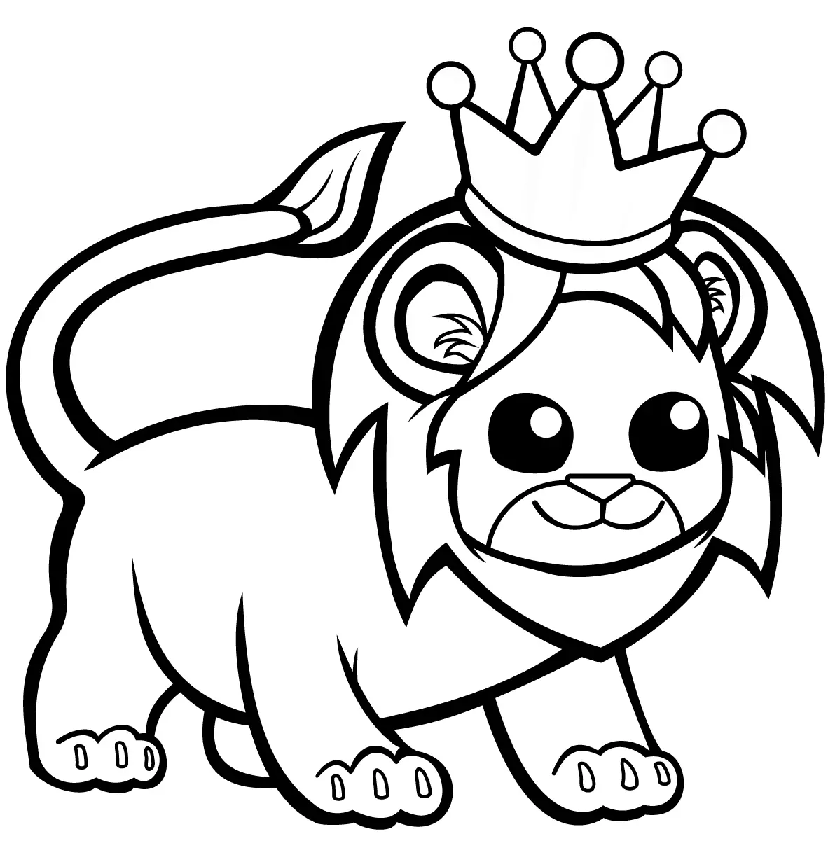 Coloriage Lion Rigolo avec Couronne Royale - Lion à imprimer