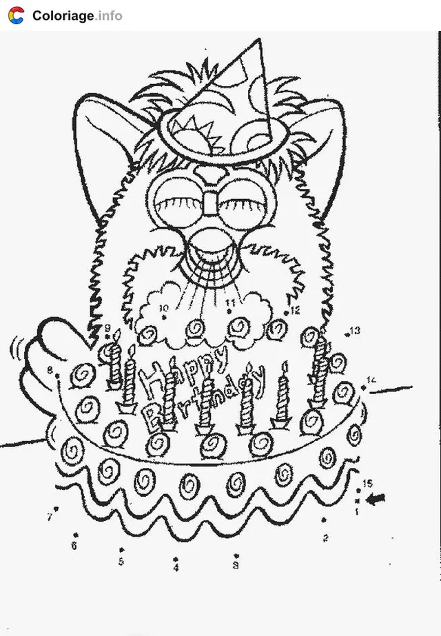 Desenho de Furby adorável com seus acessórios mágicos para colorir