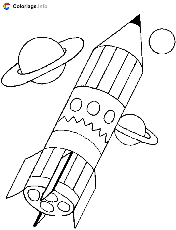 Pencil-Shaped Rocket coloring page to print