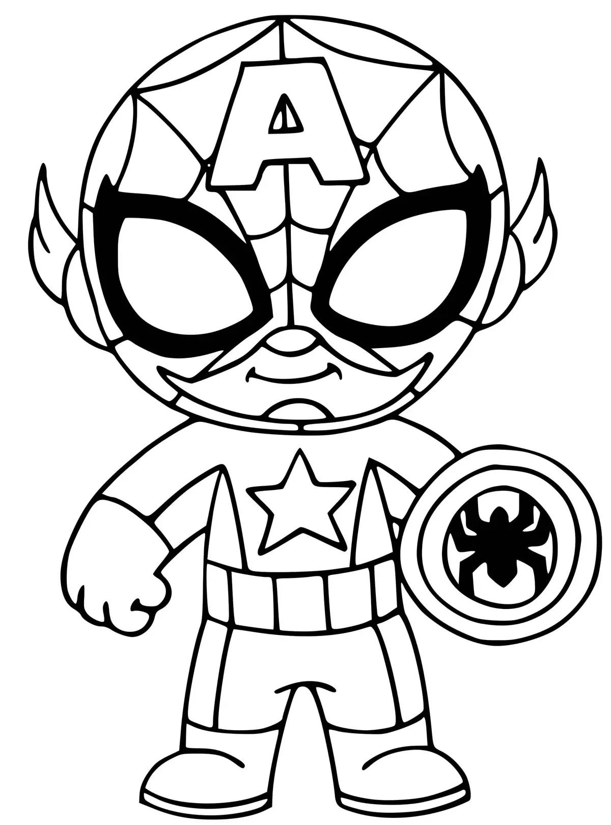 Captain America and Spider-Man Fusion coloring page to print