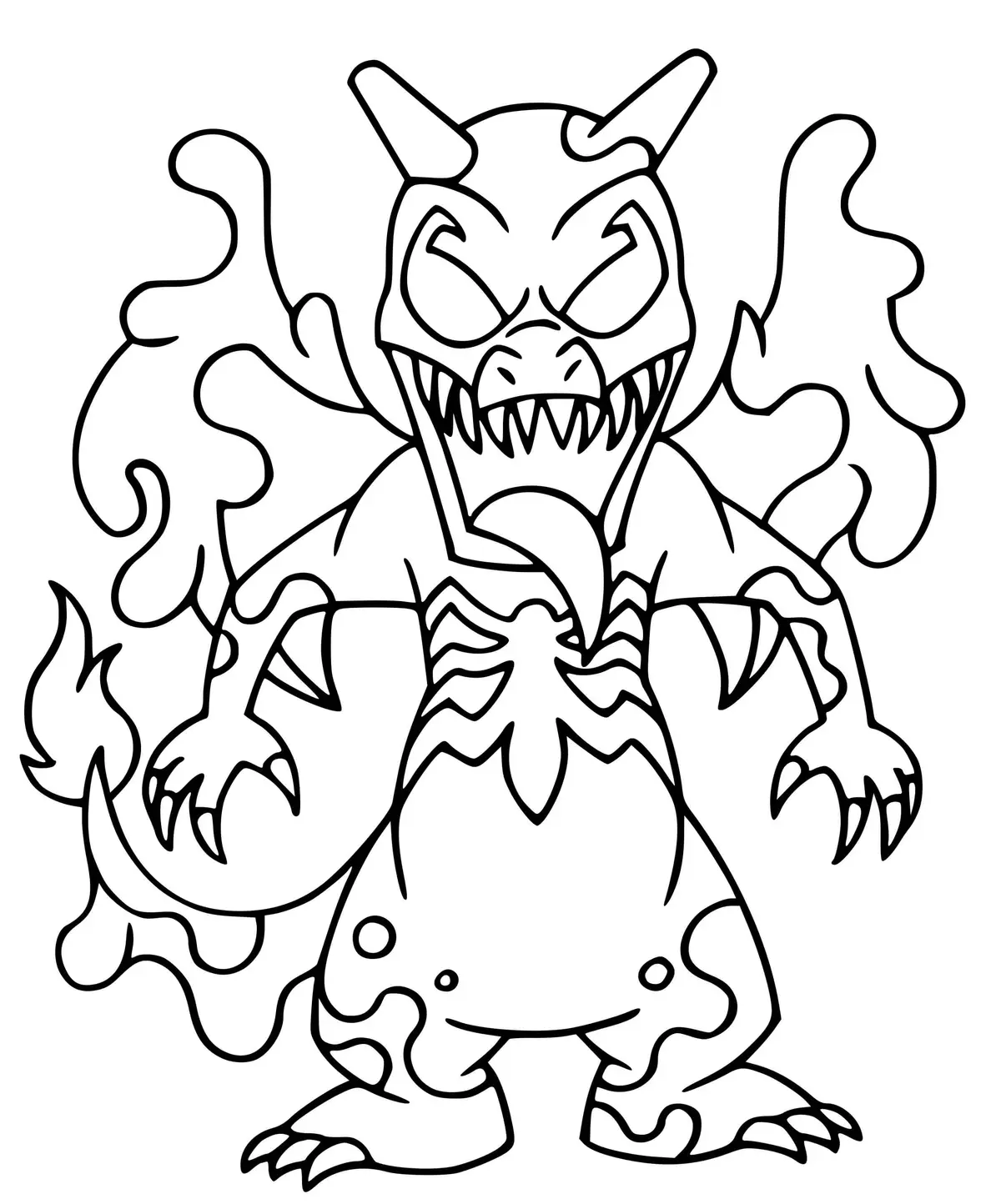 Venom Charizard Fusion Pokemon coloring page to print