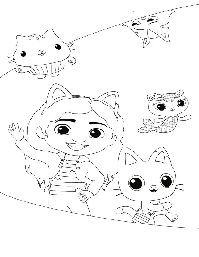 Coloriage Gabby Chat Et La Maison Magique - Gabby chat à imprimer