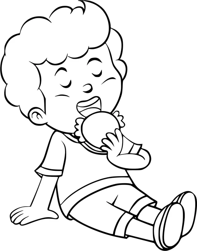 Coloriage Garçon Mange Son Dejeuner Pour Reprendre Des Forces - Enfants à imprimer