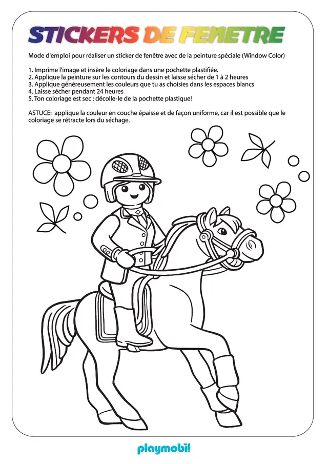 Coloriage Garçon Playmobil Sur Un Cheval - Playmobil à imprimer