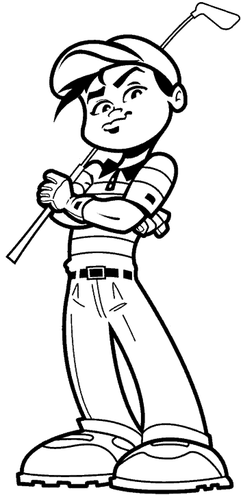Coloriage Garçon Qui Pratique Le Golf - Garçon à imprimer