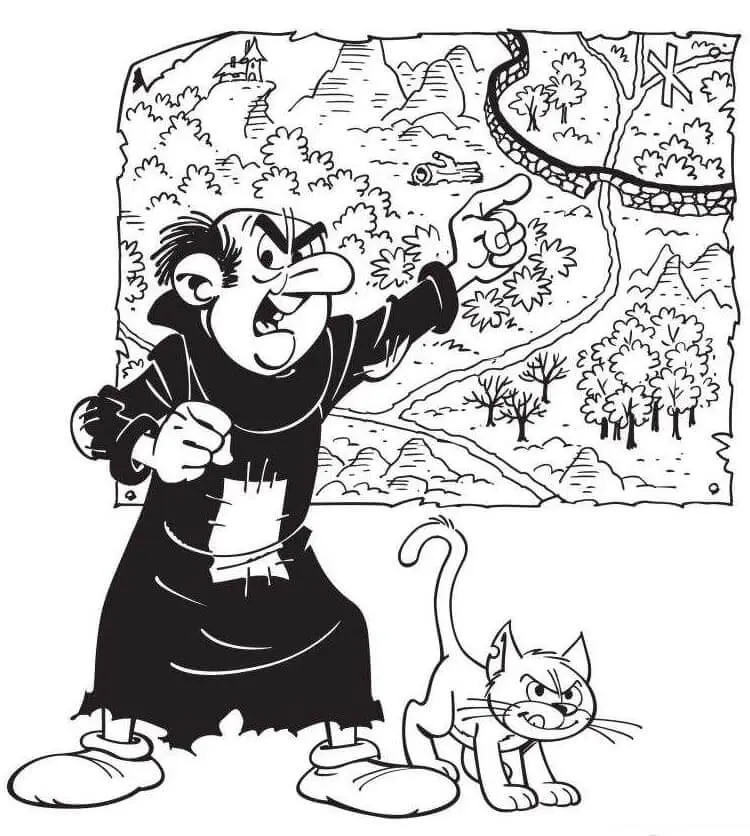 Coloriage Gargamel Schtroumpfs Et Son Chat - Schtroumpf à imprimer