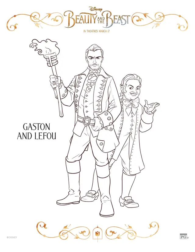 Coloriage Gaston Et Lefou - La Belle et la Bête à imprimer