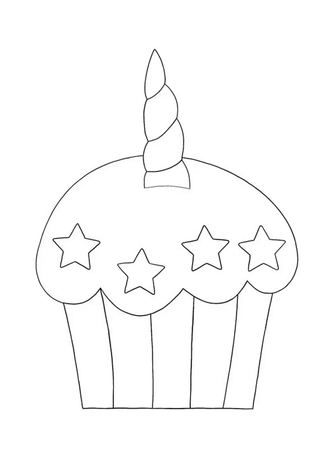 Coloriage Gâteau Cupcake Licorne - Licorne à imprimer