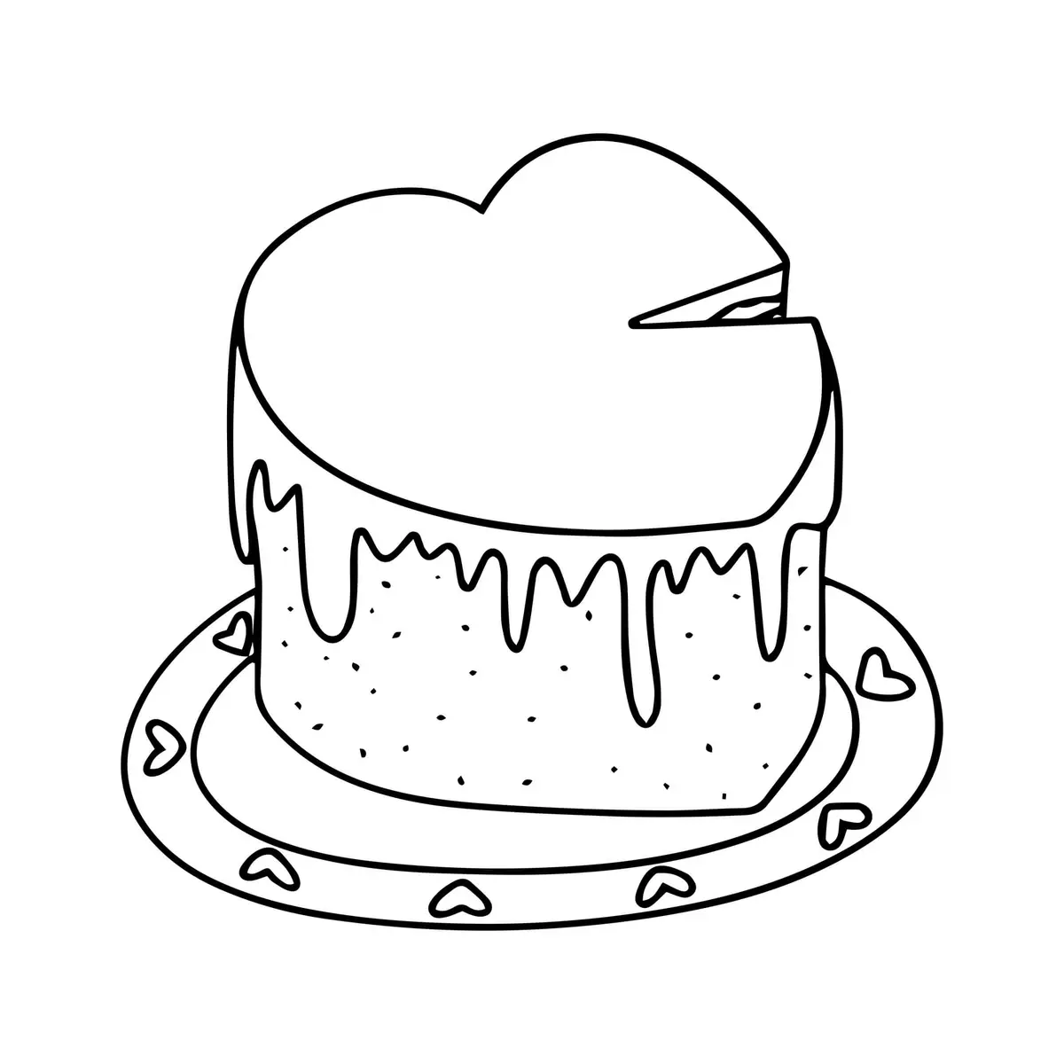Valentine's Day Cake for February coloring page to print