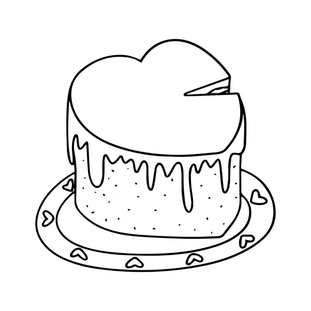 Coloriage Gâteau De Saint Valentin Pour Février - Février à imprimer