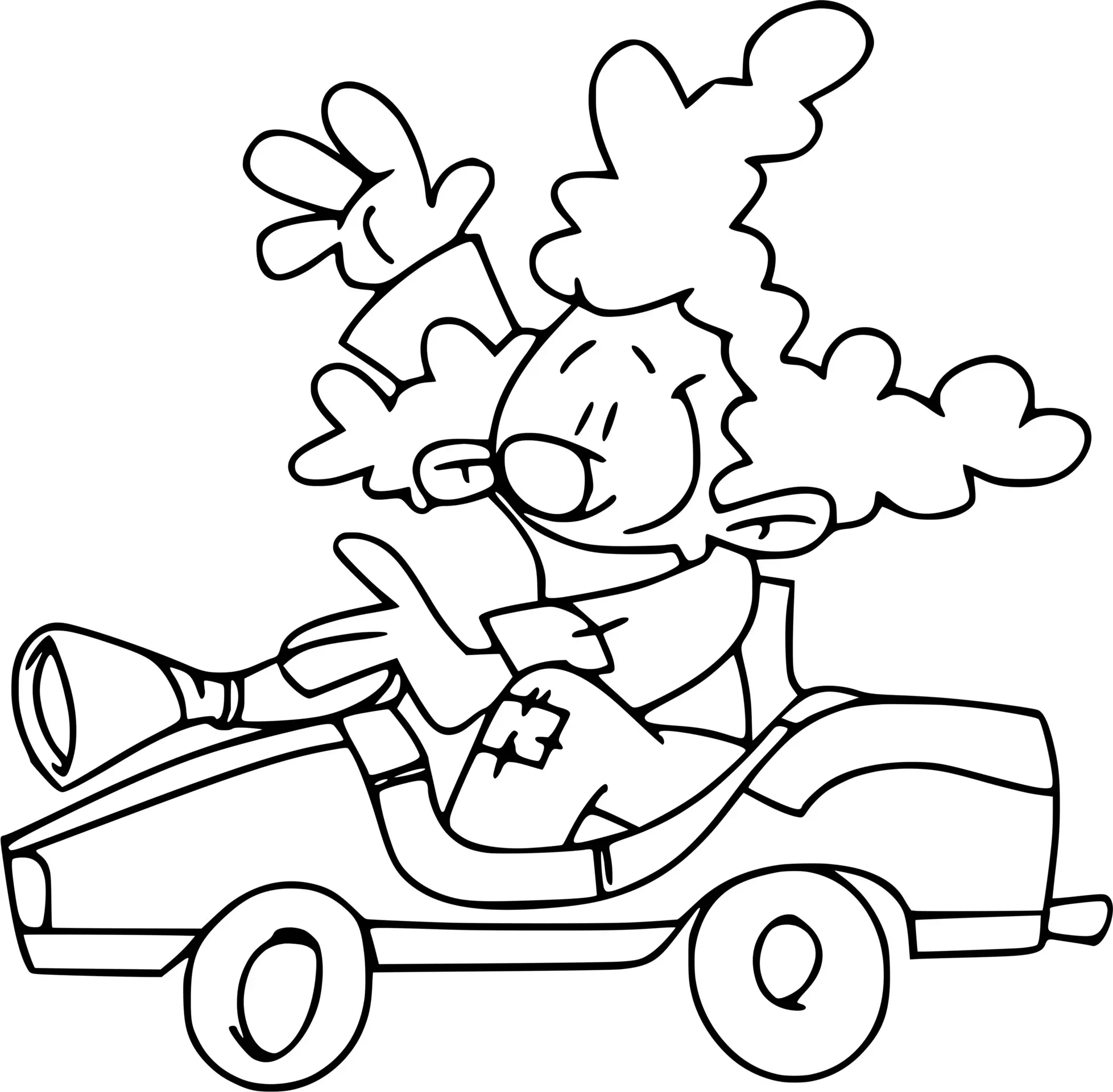 Coloriage Gentil Clown En Voiture - Clown à imprimer