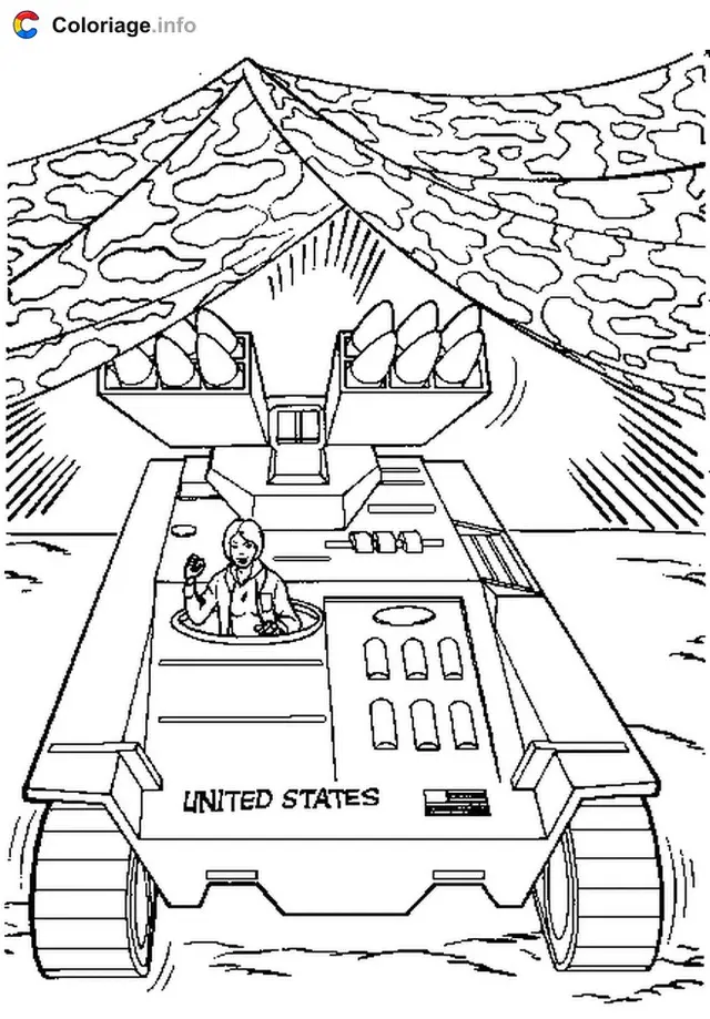 Desenho de G.I. Joe Commando em Veículo Espacial para colorir