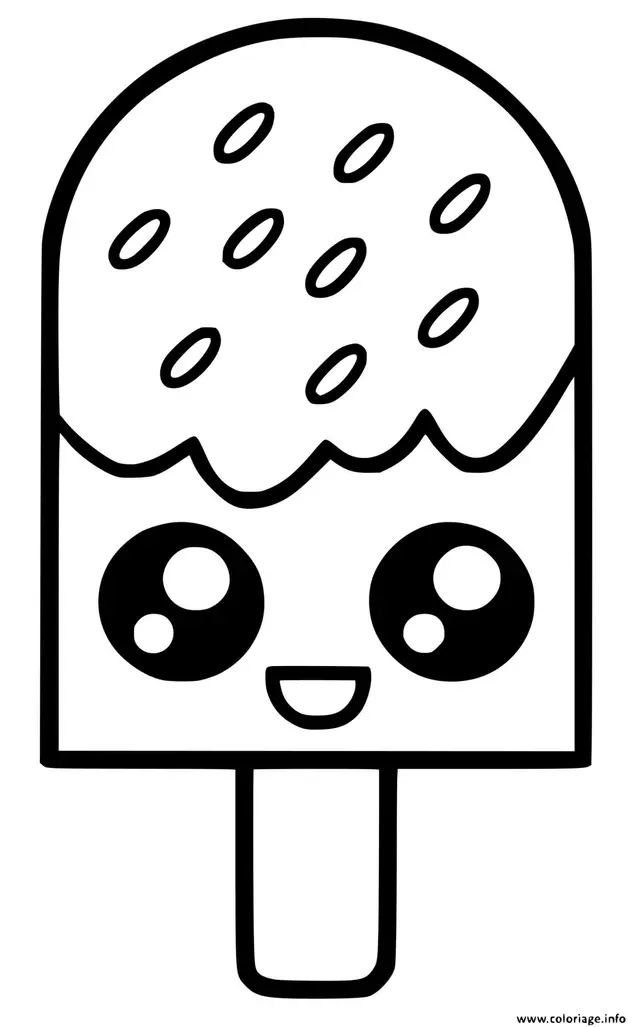 Coloriage Glace Kawaii Chocolat Mignon - Glace à imprimer