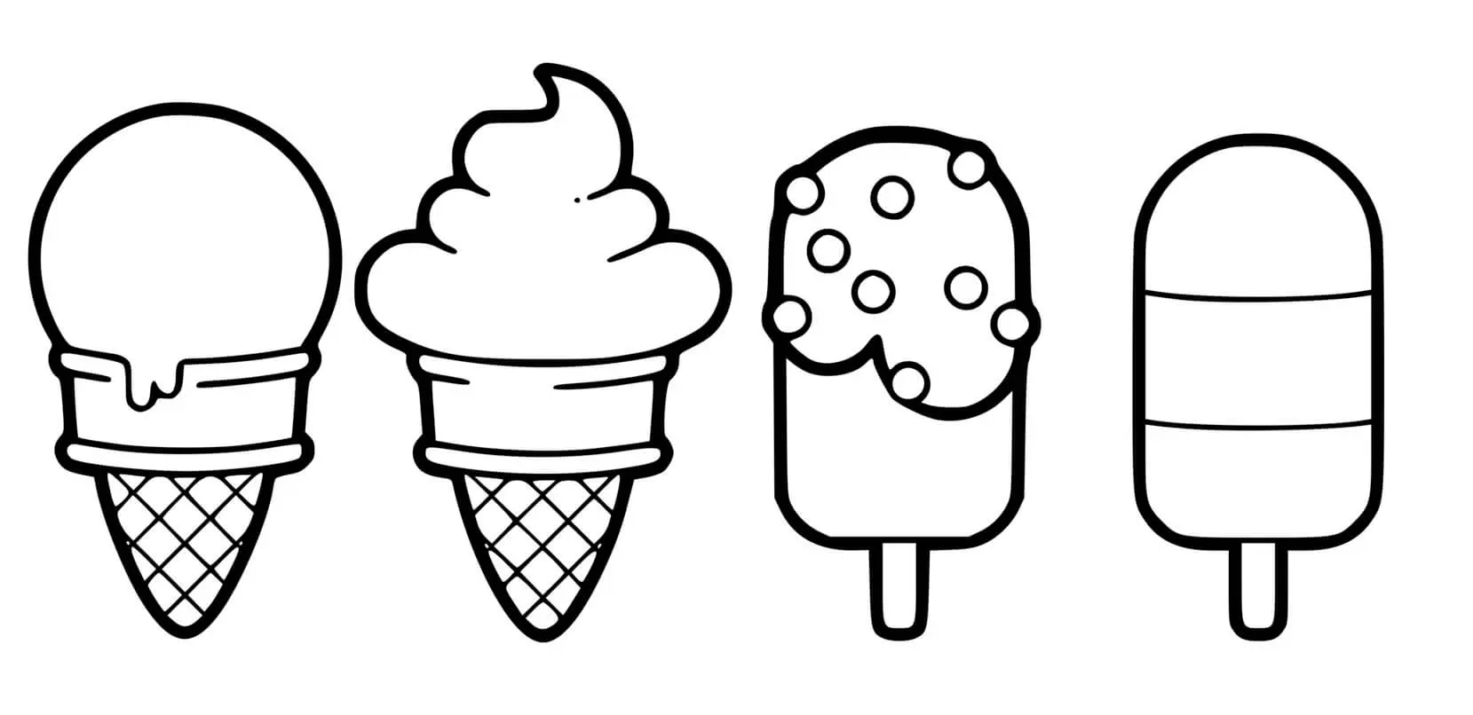 Coloriage Glaces Kawaii Tout Genre Chocolat Fraise Vanille - Glace à imprimer