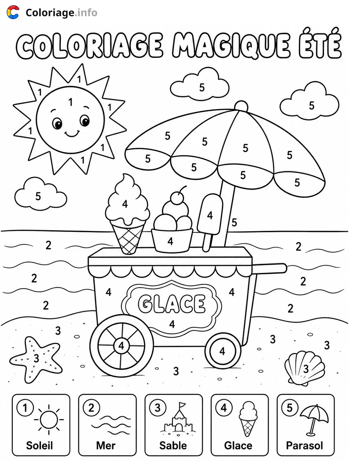 Coloriage Glaçon à la plage en été - Été à imprimer