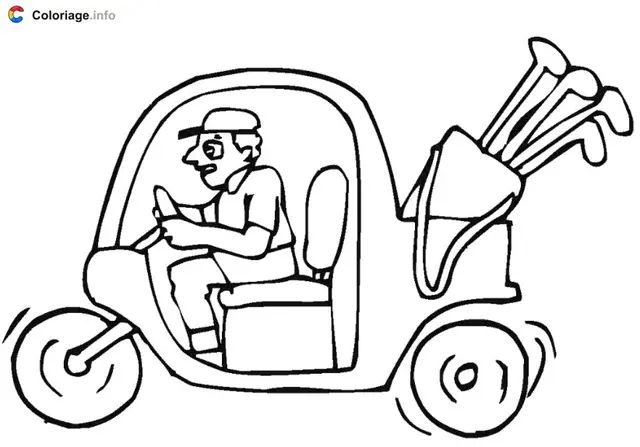Coloriage Golfeur qui conduit sa voiture de golf - Golf à imprimer
