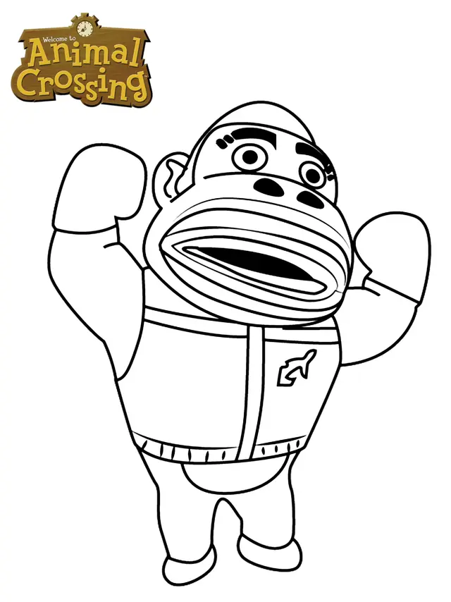 Coloriage Gorilla Animal Crossing - Animal crossing à imprimer