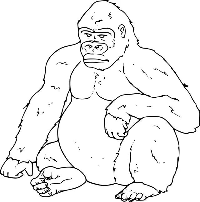 Ausmalbild Gorilla im Dschungel zum Ausdrucken
