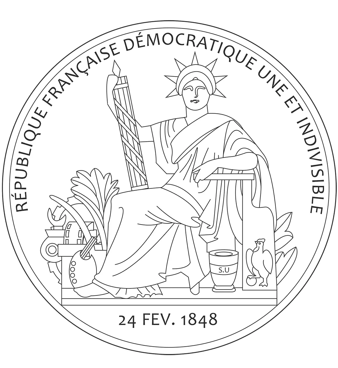 Coloriage Grand Sceau De La Republique Francaise - France à imprimer