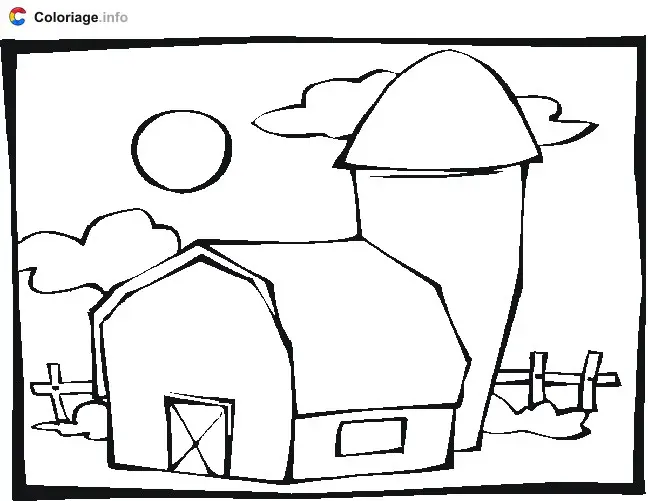 Coloriage Grange - Animaux de la ferme à imprimer