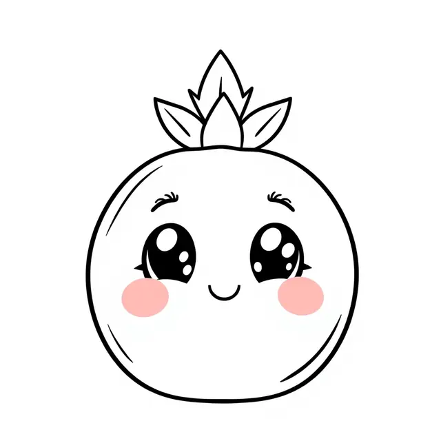 Kawaii Pomegranate 2 coloring page to print