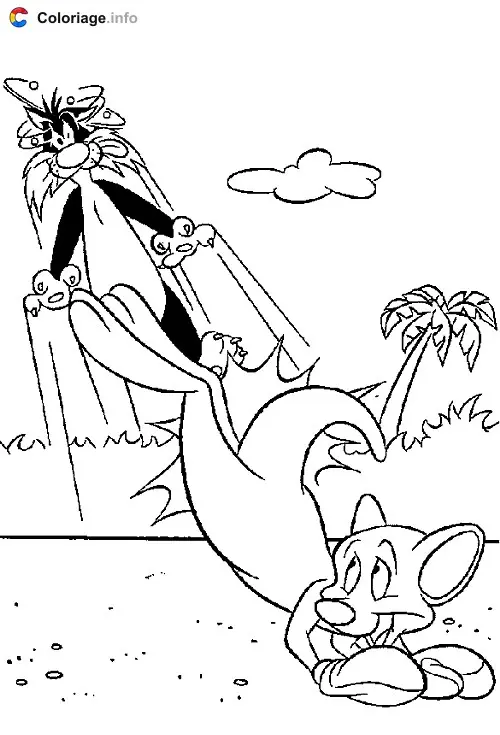 Tweety and the Kangaroo coloring page to print